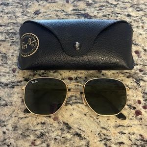 Ray-Ban hexagonal flat lenses in gold and green